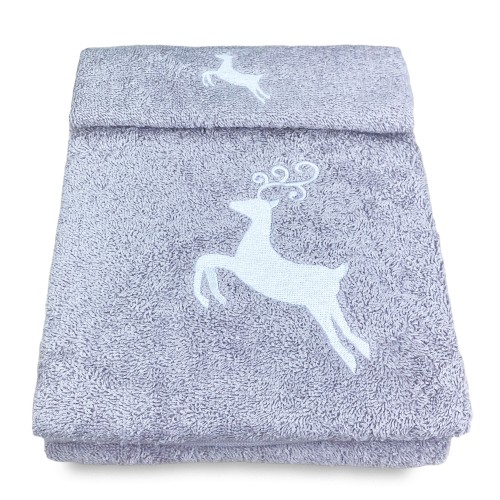 SET asciugamani CERVO GRIGIO puro cotone Made in Italy