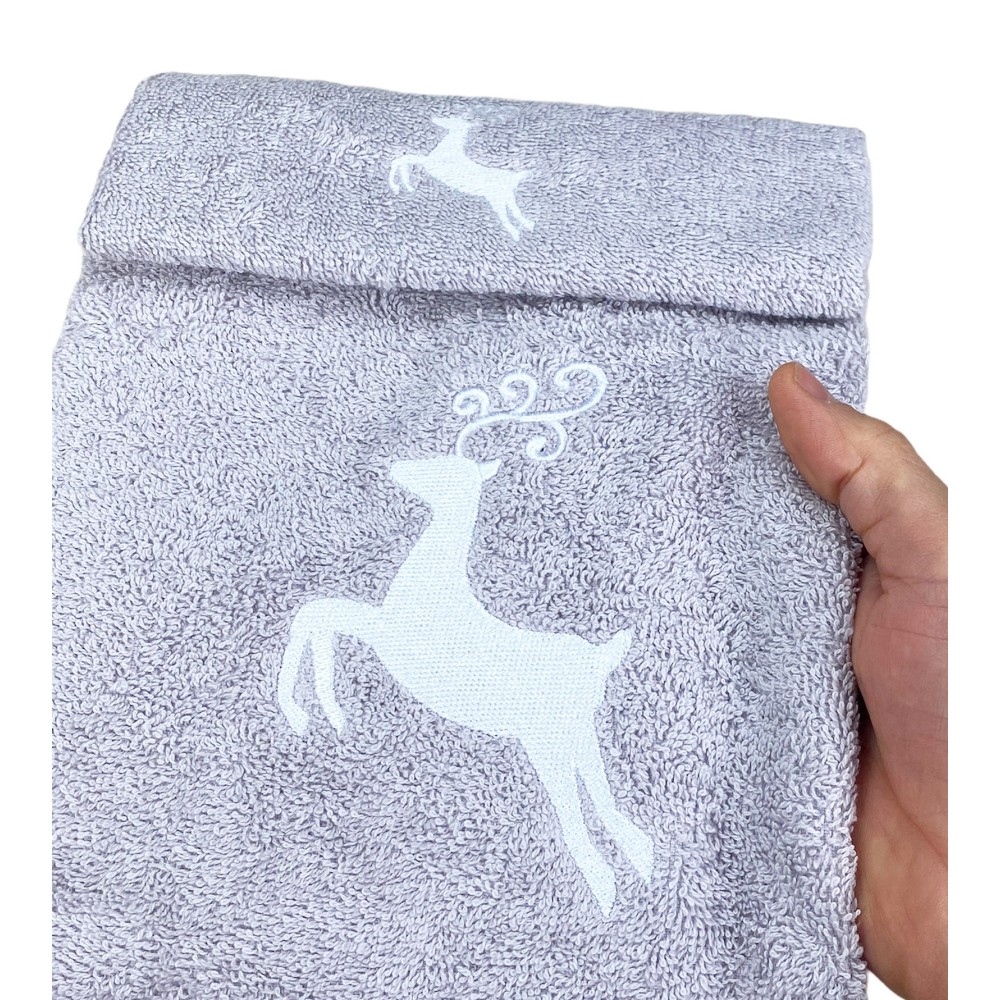SET serviettes CERVO GRIGIO coton pur Made in Italy