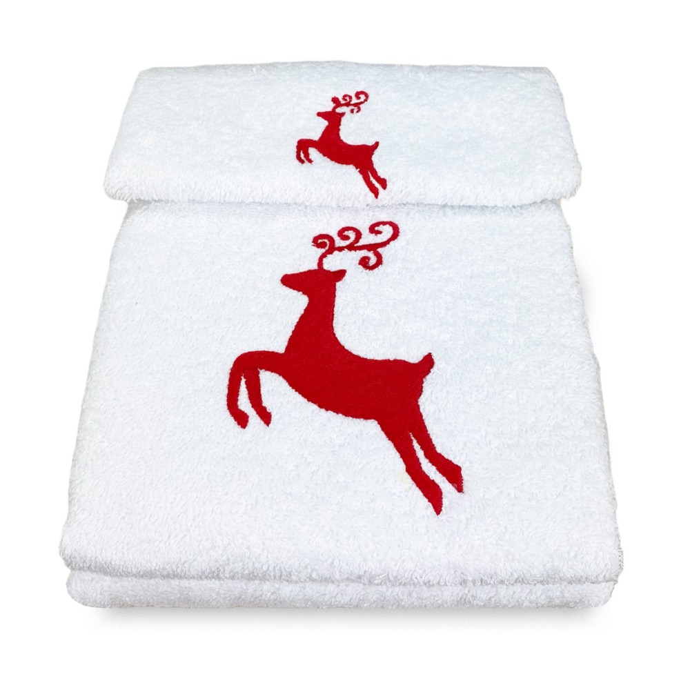 RED DEER towel SET pure cotton Made in Italy