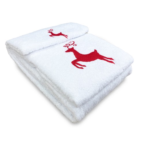RED DEER towel SET pure cotton Made in Italy