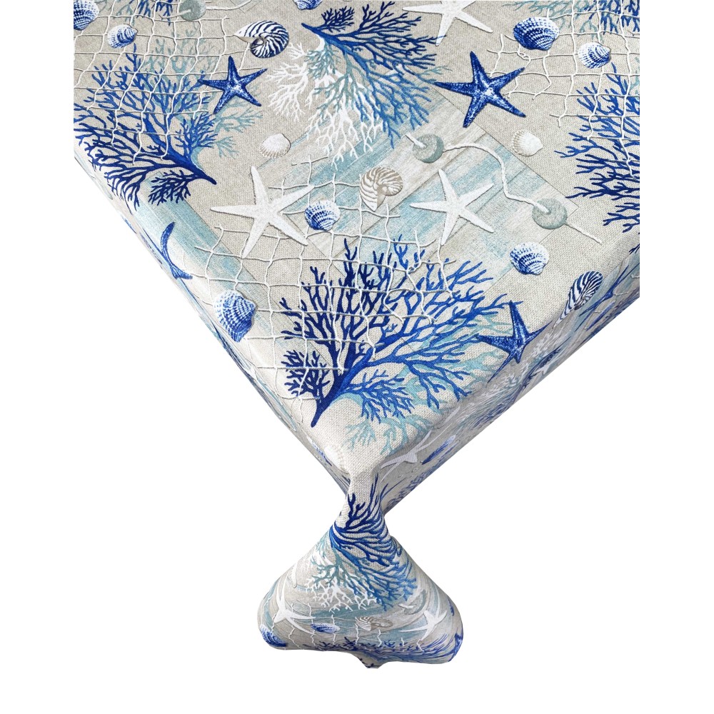 Printed cotton tablecloth with beautiful marine pattern