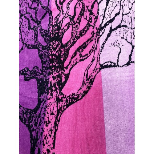 BEACH TOWEL in pure cotton terry TREE OF LIFE RED and PURPLE size large cm. 90 X 170 and beach backpack
