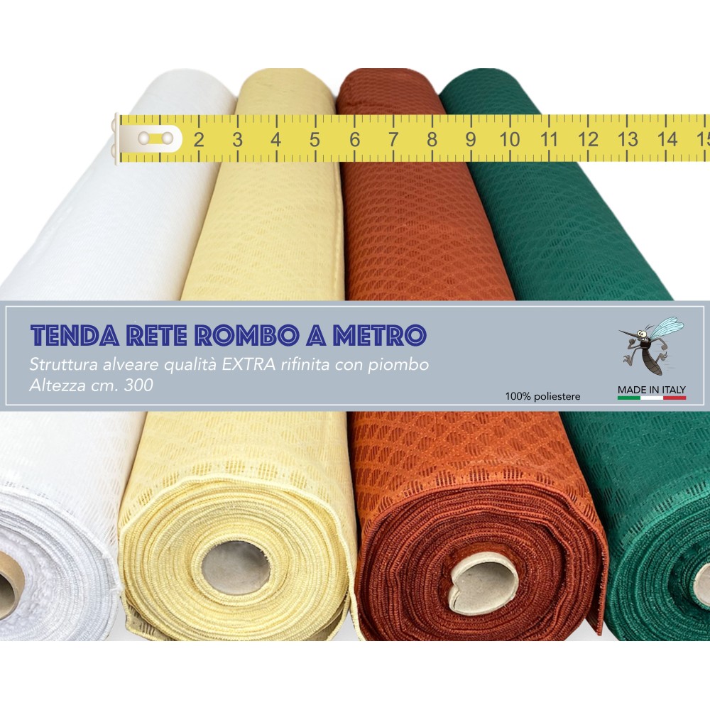 TESSUTO zanzariera A METRO A ROMBO tinta unita PIOMBATA altezza cm. 300