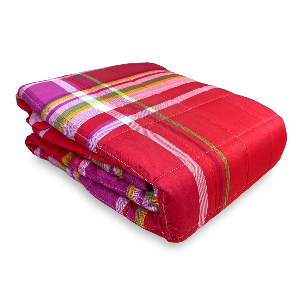 red tartan bedspread