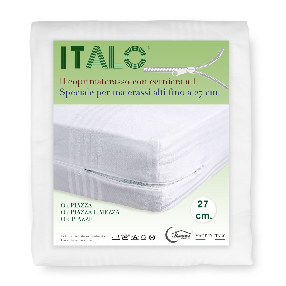 COPRIMATERASSO ITALO a sacco CON CERNIERA ZIP A L altezza cm. 27 per materassi alti