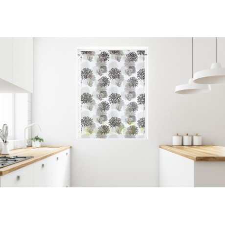 MODERN glass curtain 45 or 60 or 80 wide BEIGE CORALS linen blend Made in Italy 2