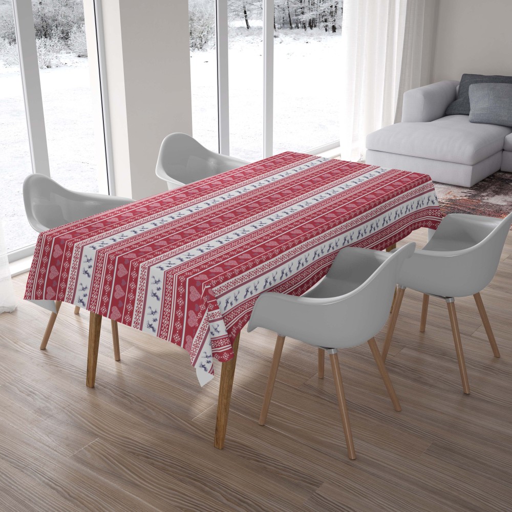 COTTON TABLECLOTH in red MATTERHORN mountain style