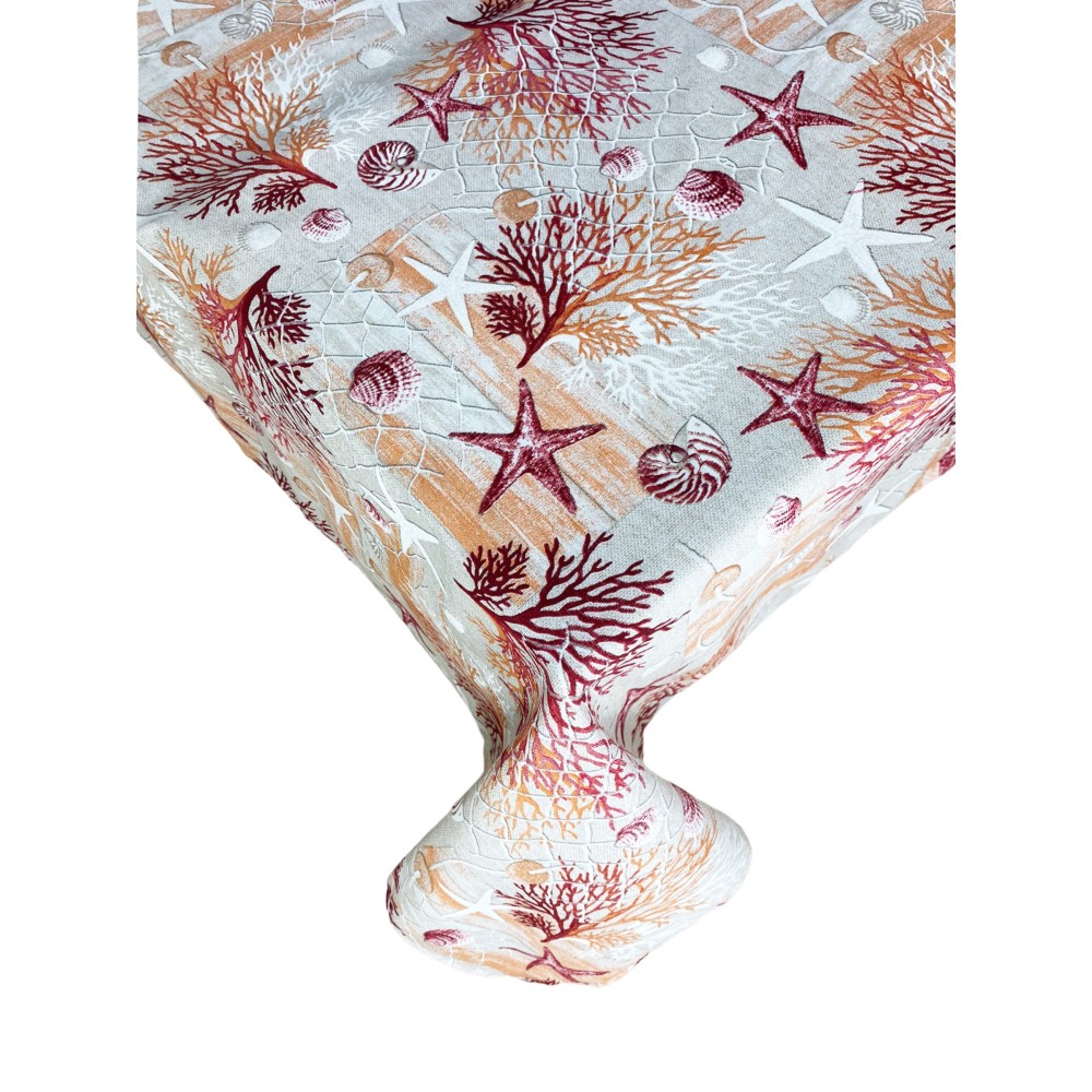 mantel antimanchas RESINATA TORINO mar MARINO corales RED