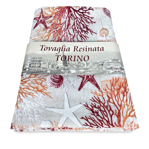 mantel antimanchas RESINATA TORINO mar MARINO corales RED