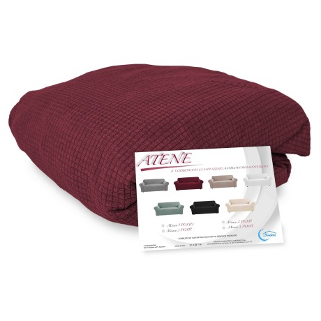 FUNDA DE SOFÁ ELÁSTICA ATHENS universal BURDEOS bi-elástico 2