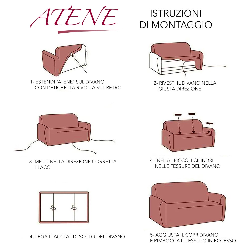 Couverture de canapé extensible ATHÈNES universelle BORDEAUX biélastique