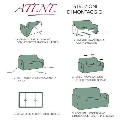 COPRIDIVANO elasticizzato ATENE universale VERDE bielastico