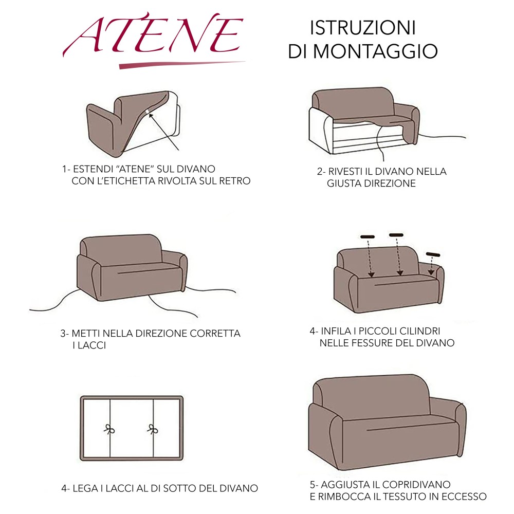 COPRIDIVANO elasticizzato ATENE universale MARRONE bielastico