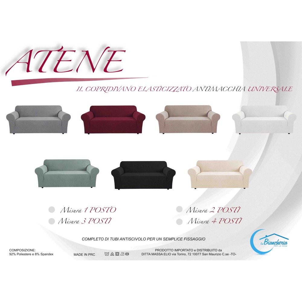 COPRIDIVANO elasticizzato ATENE universale NERO bielastico