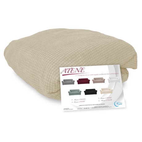 FUNDA DE SOFÁ ELÁSTICA ATHENS universal BEIGE bi-elástica 2