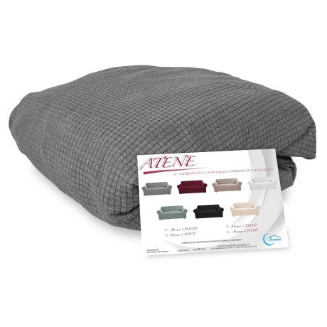 Couverture de canapé extensible ATHÈNES universel GRIS biélastique 2