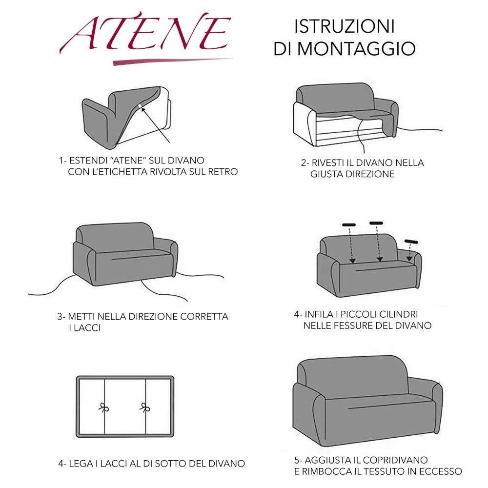 COPRIDIVANO elasticizzato ATENE universale GRIGIO bielastico