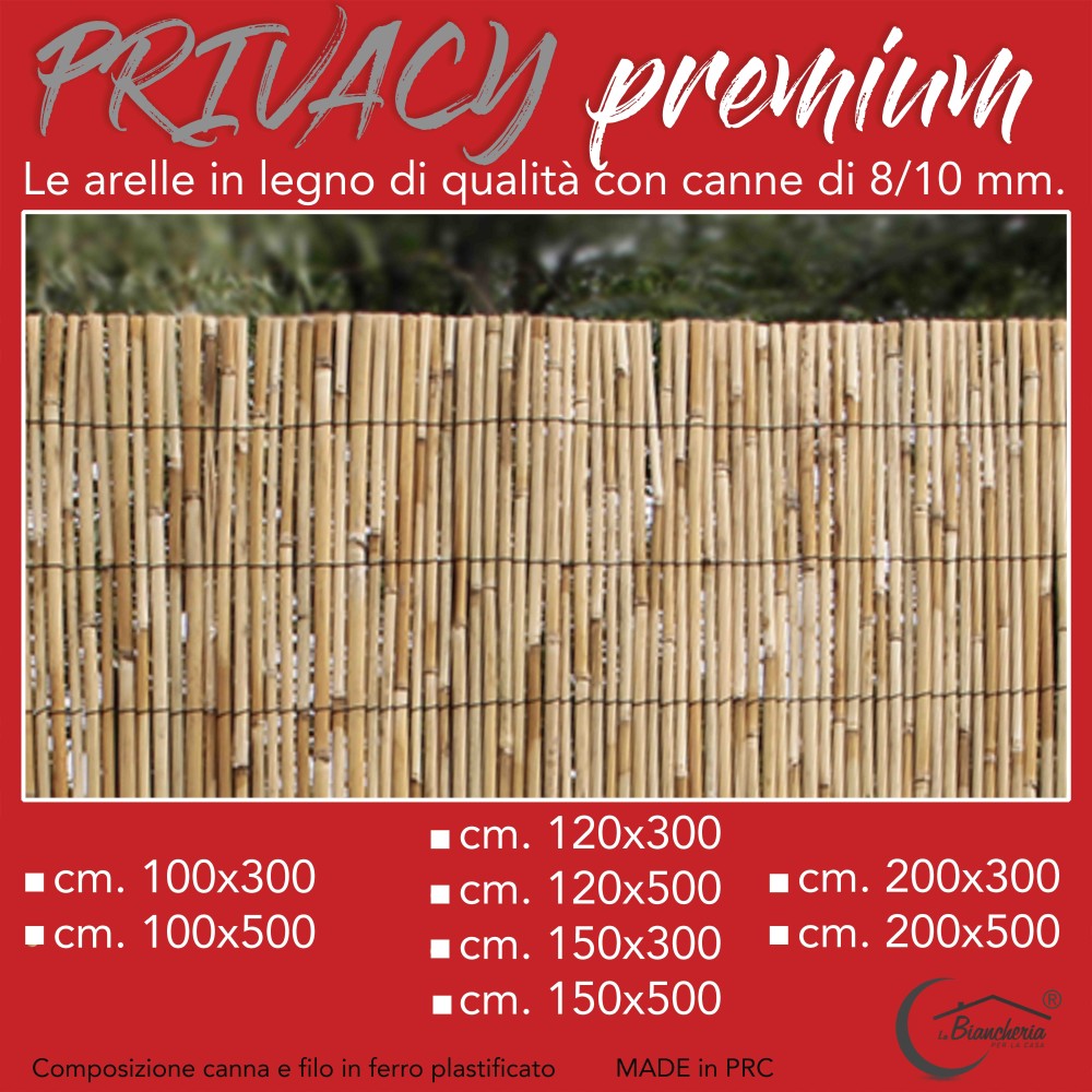 ARELLA PRIVACY Premium © aus Bambus WATTLE ARELLE CANNE Durchmesser bis 1 cm. für Schattenzaun in 8 GRÖSSEN