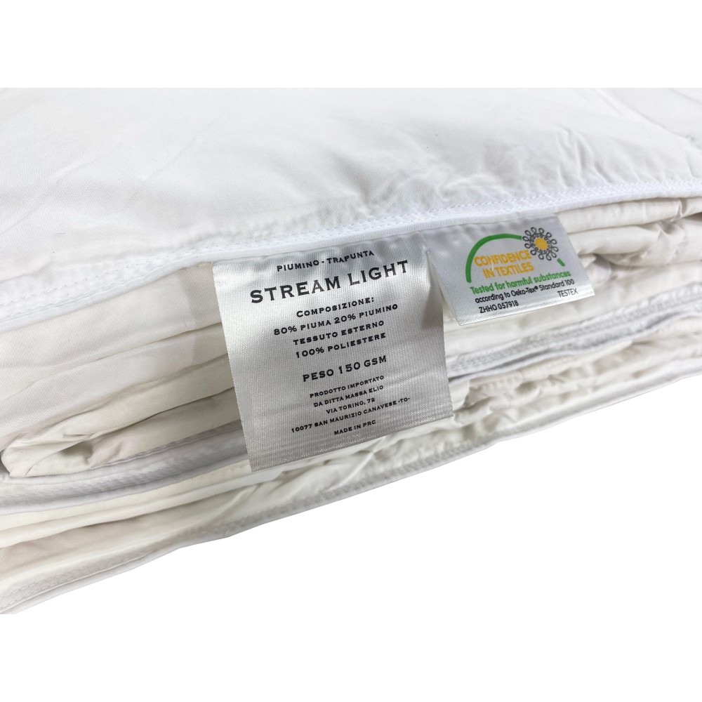Duvet d’oie Stream ESTIVO Léger 150 GR. 80% PLUME OCA 20% COUETTE OCA Bicolore