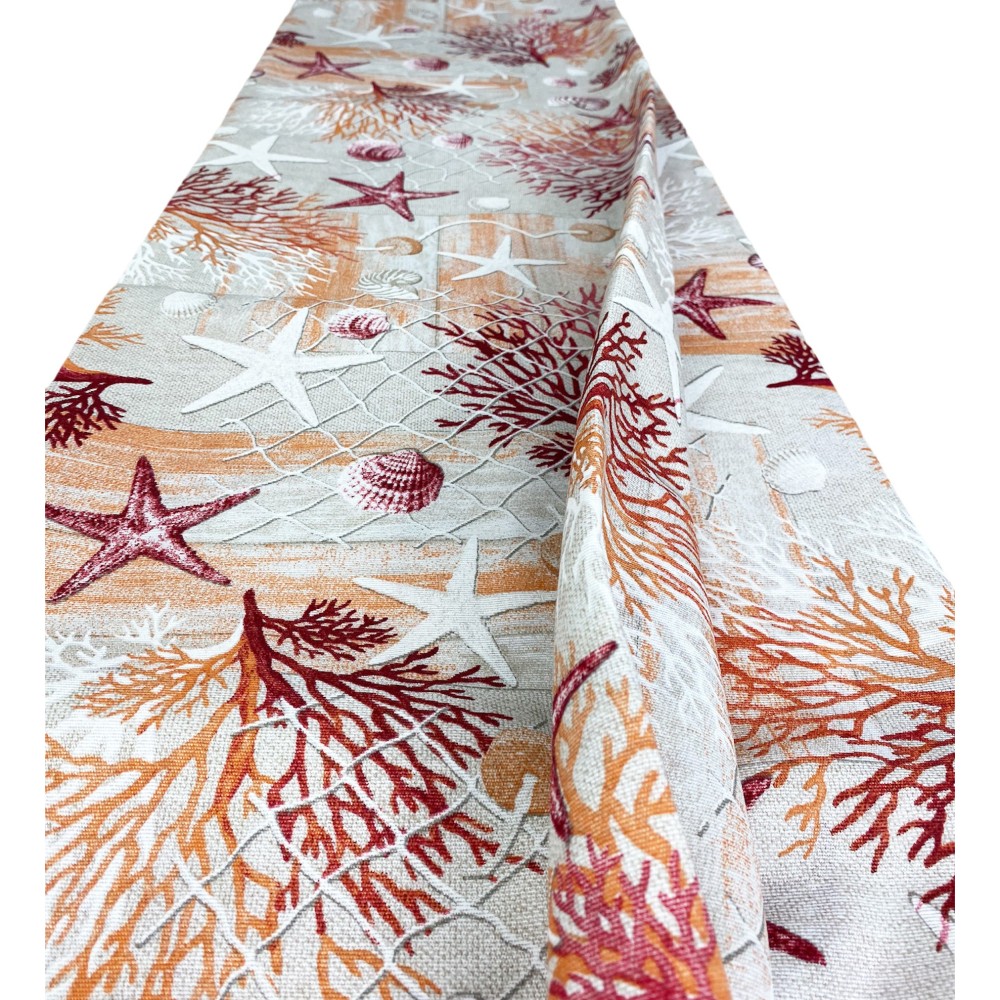 TENTE loneta mer MARINO corail ROUGE cm. 150x280 MADE IN ITALY