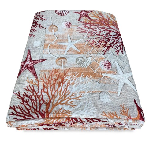 TENTE loneta mer MARINO corail ROUGE cm. 150x280 MADE IN ITALY