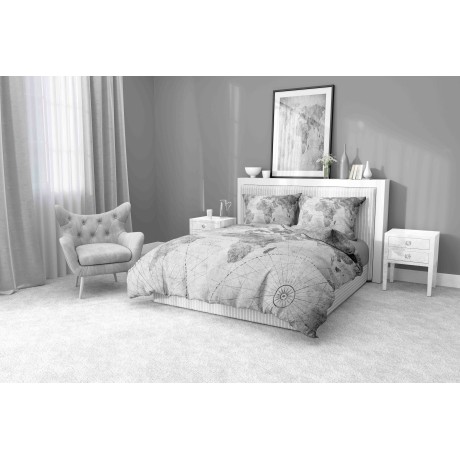 DUVET COVER SATEEN HD PHOTOGRAPHIC map MONDO grey 2