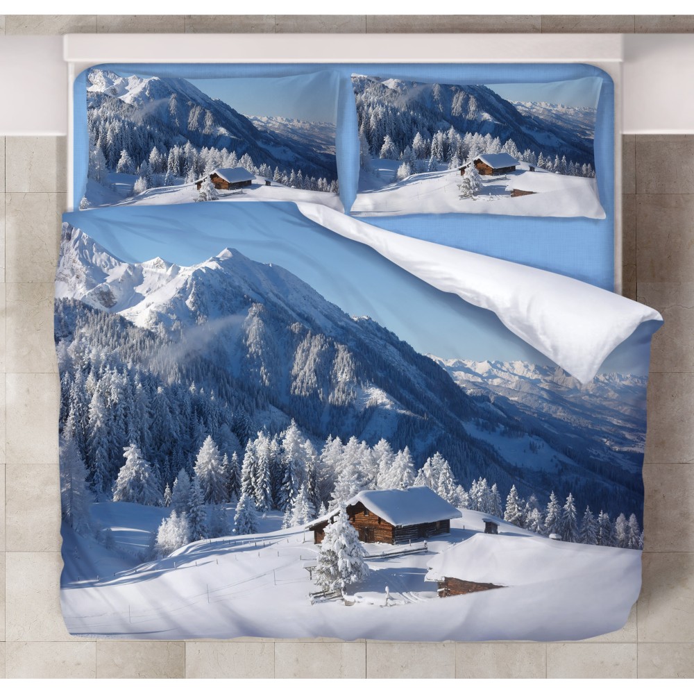 FUNDA NÓRDICA SATÉN HD CABAÑA FOTOGRÁFICA nieve