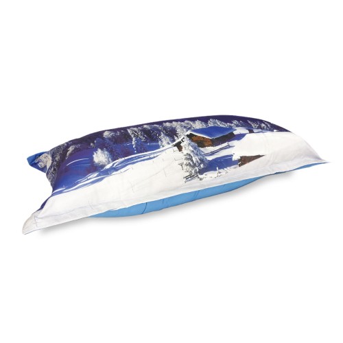 BETTBEZUG SATIN HD FOTOGRAFISCHE HÜTTE Schnee