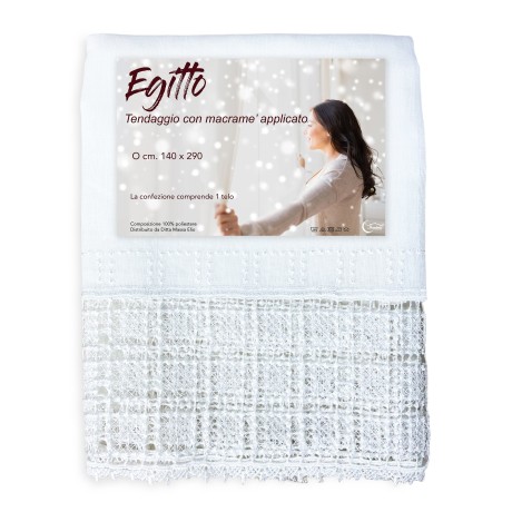 CURTAIN EGITTO curtain with white macramé lace cm. 140x290 mm