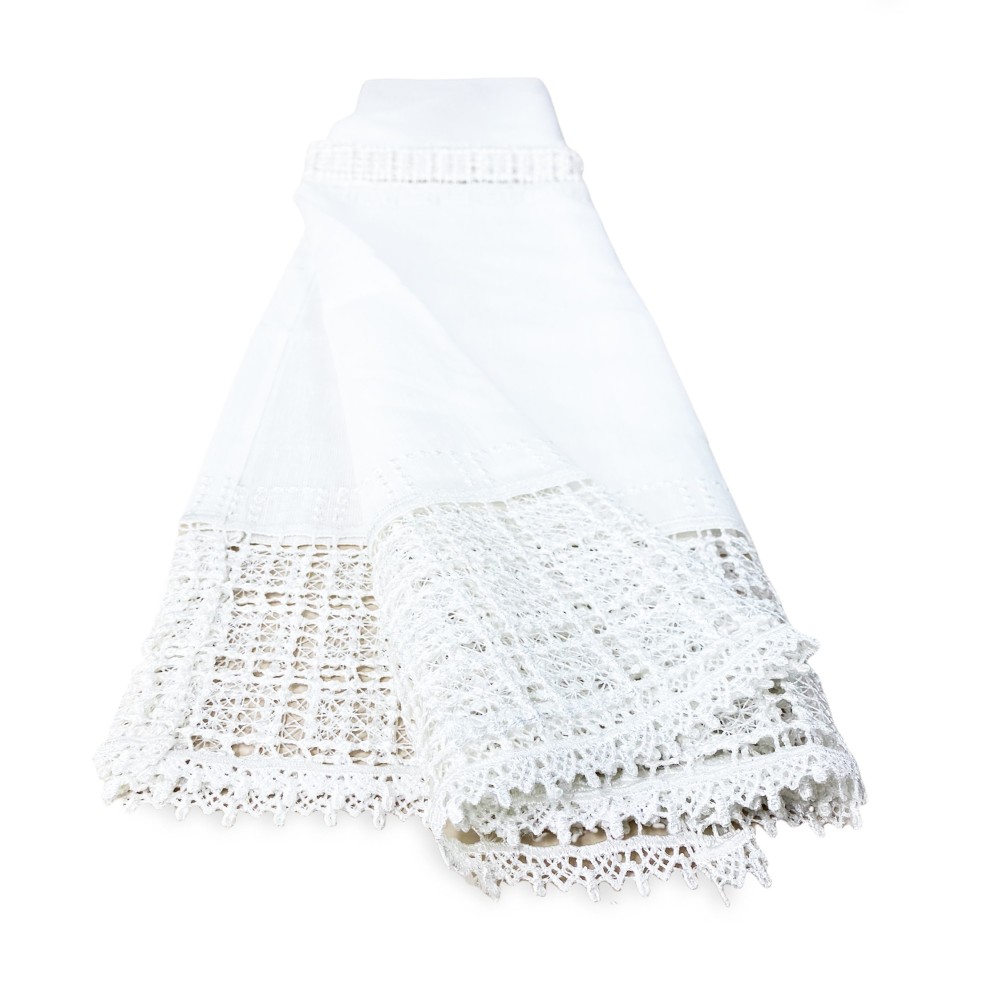 RIDEAU EGYPTE avec DENTELLE BLANCHE MACRAMÉ cm. 140x290