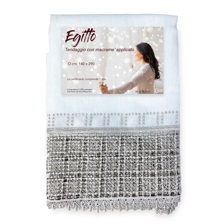 EGYPT curtain with grey macramé LACE cm. 140x290 mm
