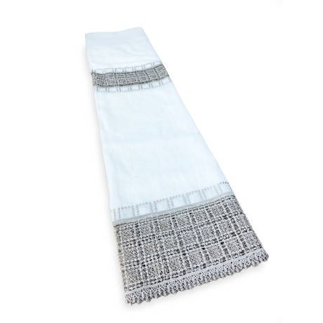 RIDEAU EGYPTE avec DENTELLE macramé gris cm. 140x290 2
