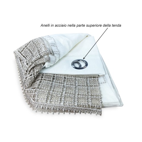 EGYPT Vorhang mit grauem Makramee LACE cm. 140x290 mm