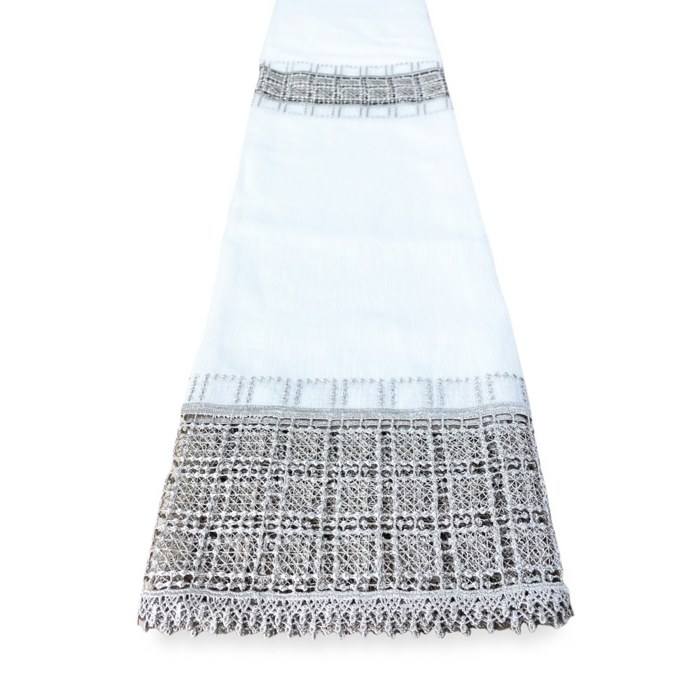 EGYPT curtain with grey macramé LACE cm. 140x290 mm