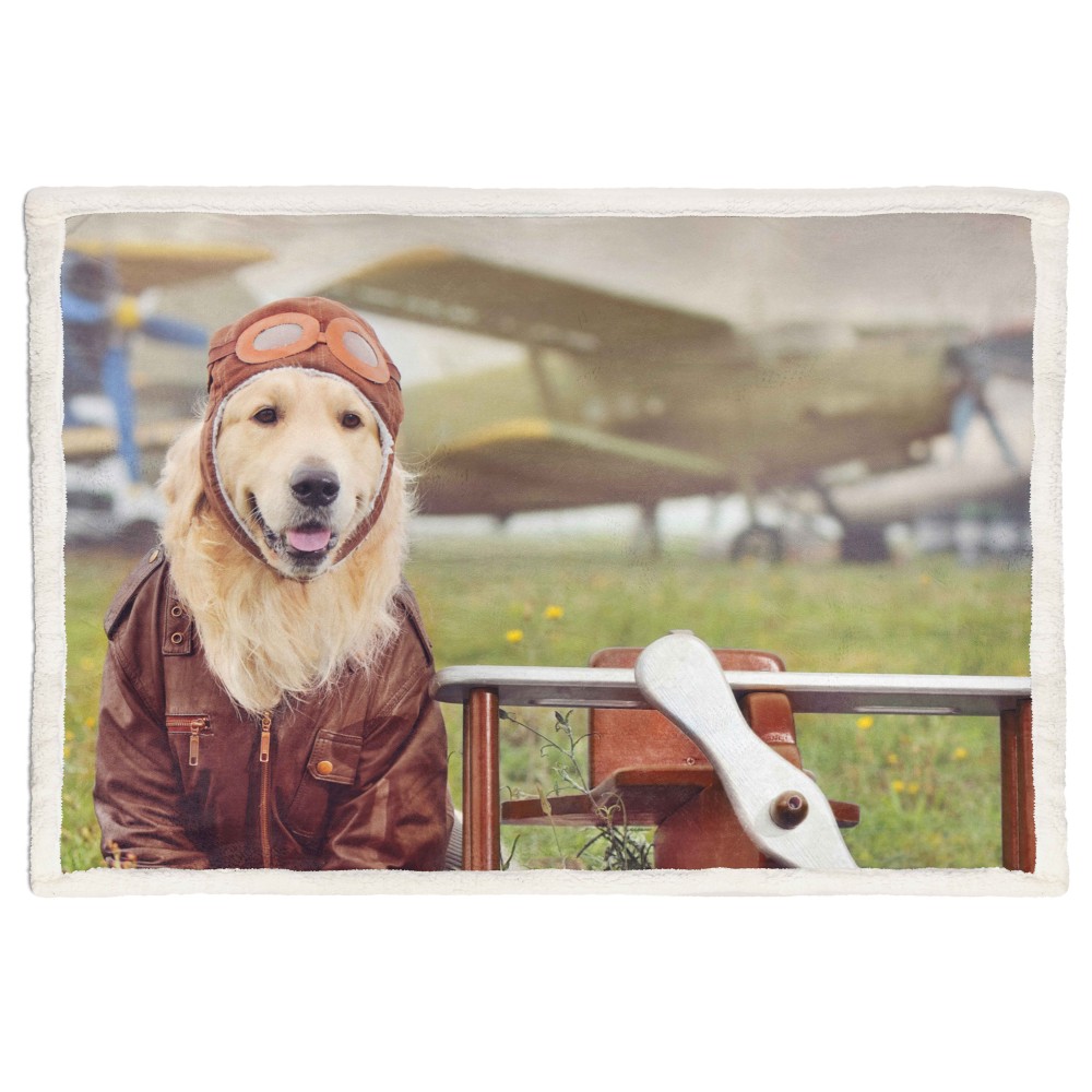 Manta de vellón a cuadros Sherpa fantasy HD perro labrador aviador