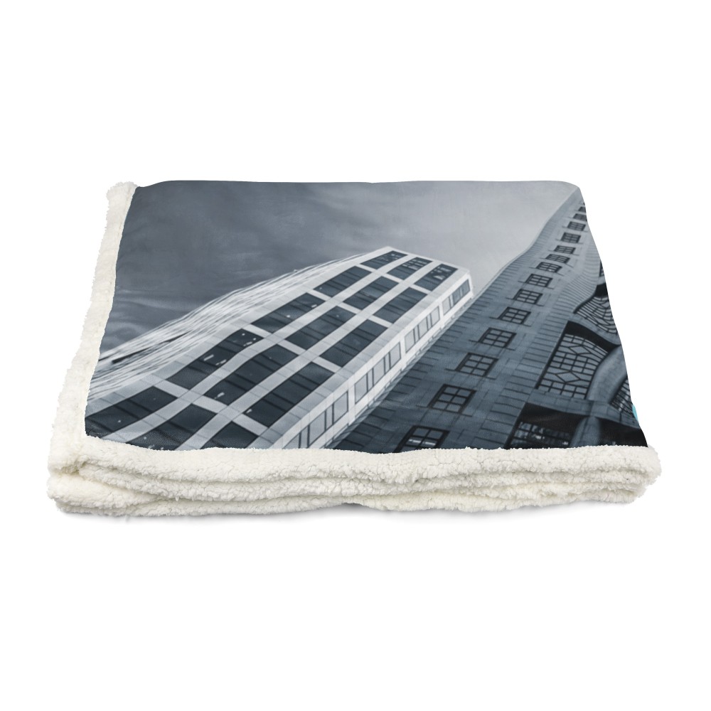 PLAID BLANKET IN PILE SHERPA fantasy HD AIRPLANE gratte-ciel