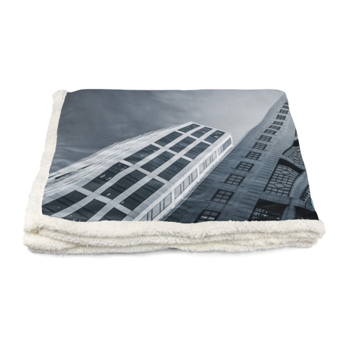 PLAID Blanket Fleece Sherpa Fantasy HD Aerial Wolkenkratzer