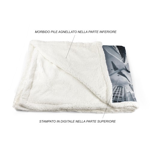 PLAID Blanket Fleece Sherpa Fantasy HD Aerial Wolkenkratzer