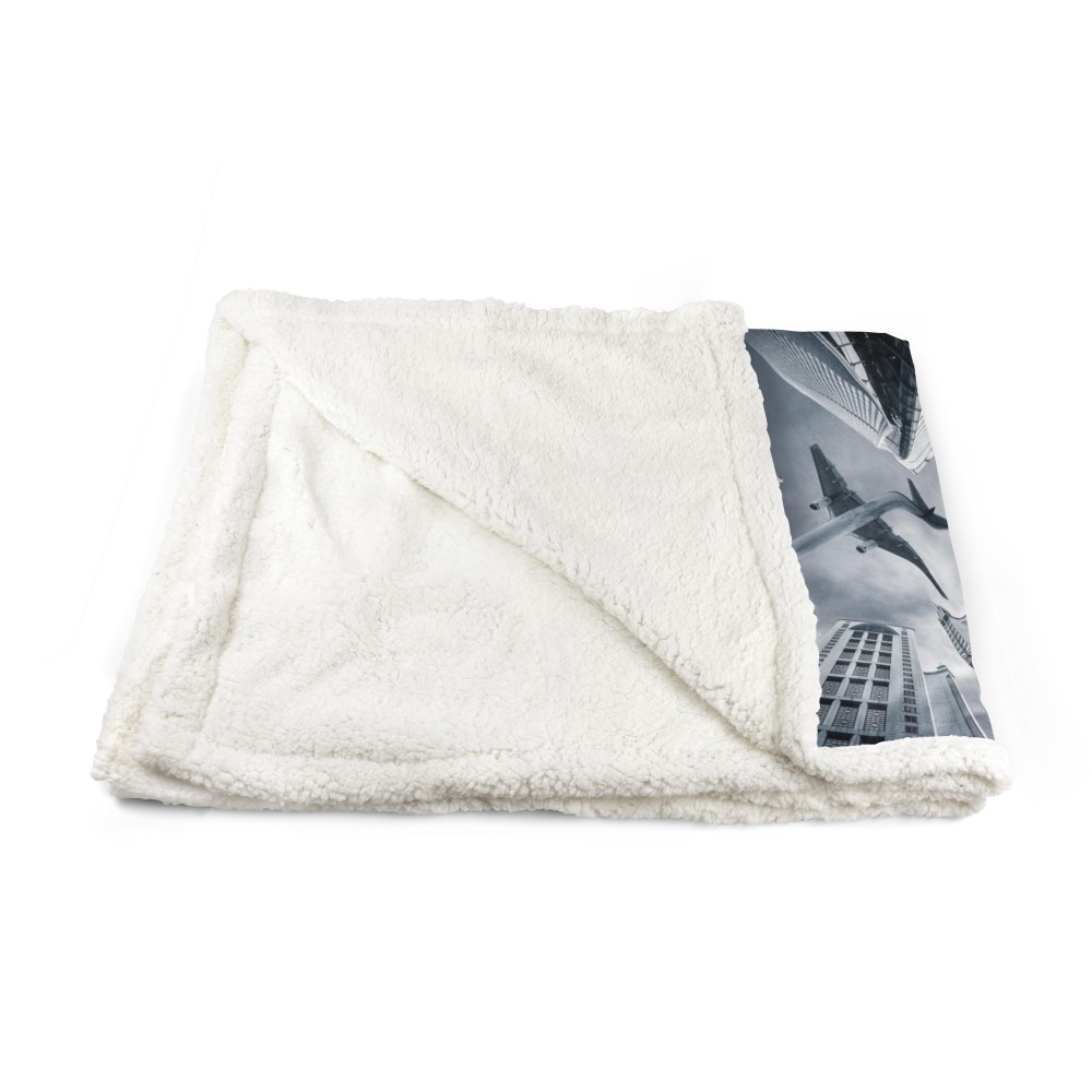 PLAID coperta IN PILE SHERPA fantasy HD AEREO grattacieli