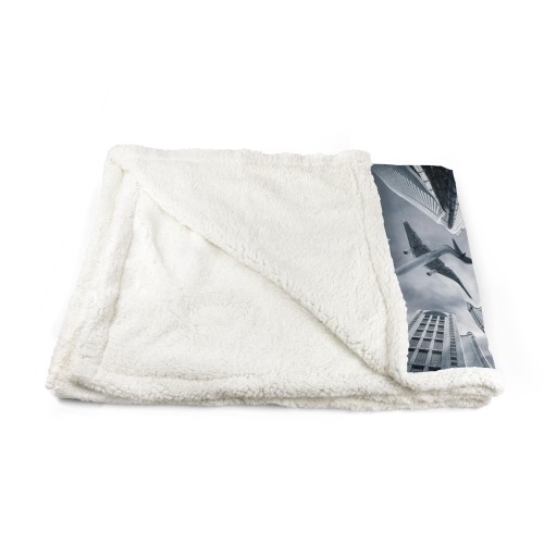 PLAID coperta IN PILE SHERPA fantasy HD AEREO grattacieli
