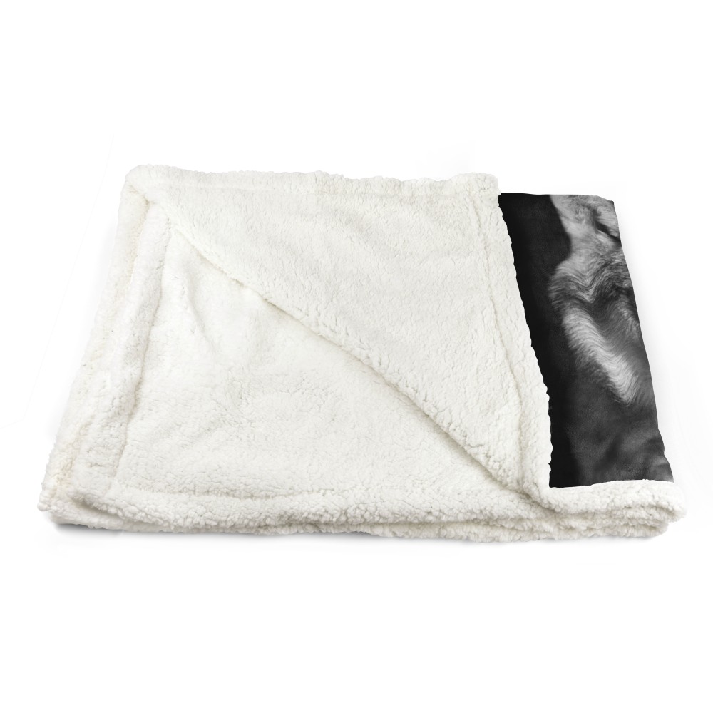 PLAID coperta IN PILE SHERPA fantasy HD LUPO bianco