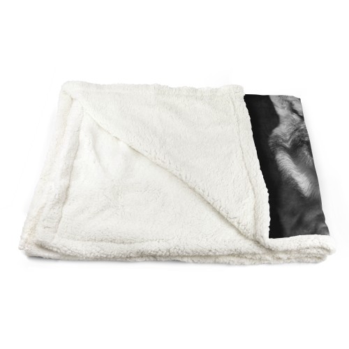 PLAID FLEECE blanket sherpa fantasy HD WOLF white