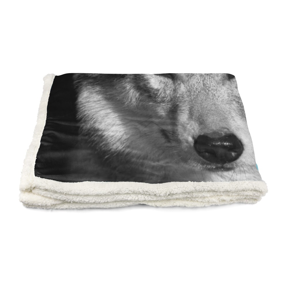 PLAID FLEECE Decke Sherpa Fantasy HD WOLF weiß