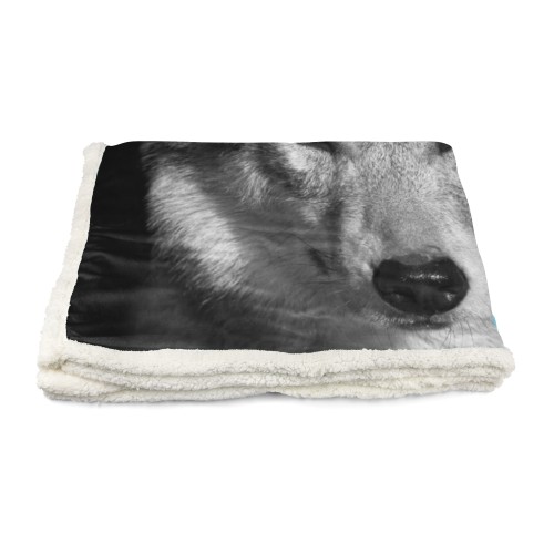 Manta PLAID FLEECE sherpa fantasy HD WOLF blanco