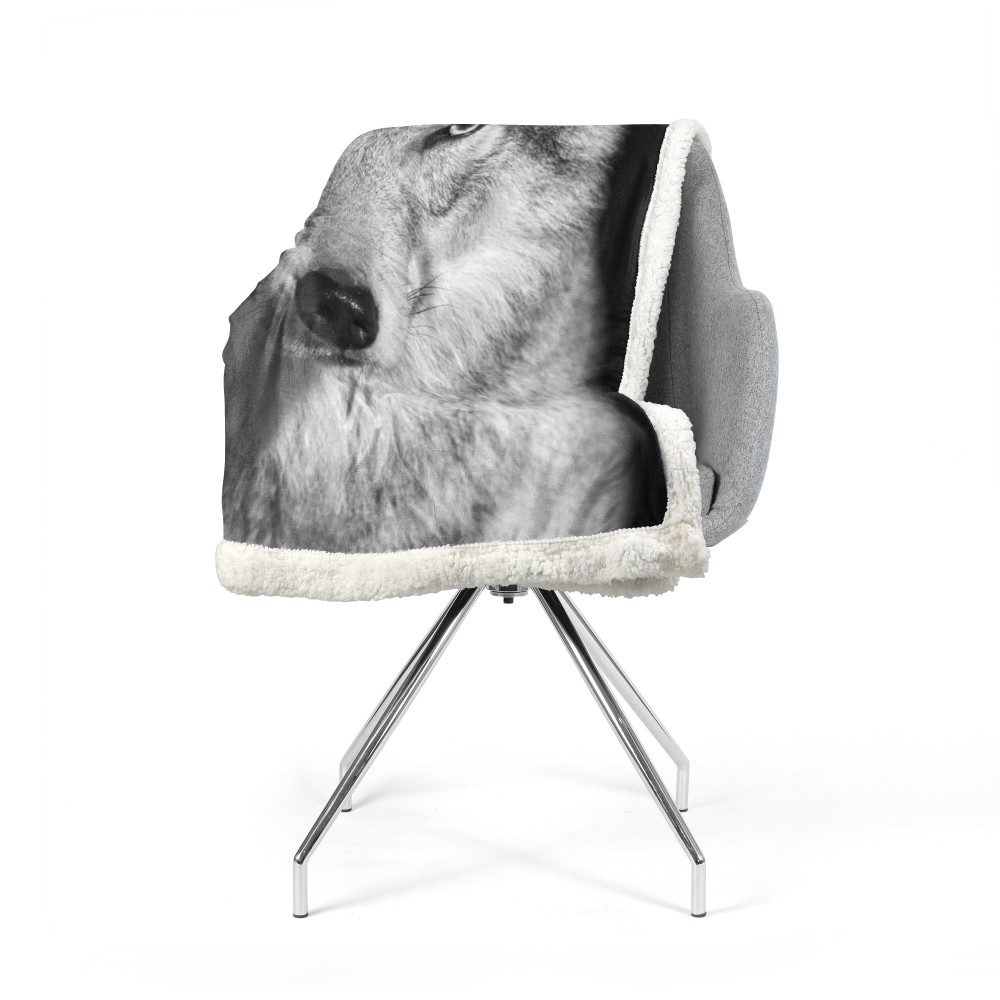 PLAID FLEECE Decke Sherpa Fantasy HD WOLF weiß