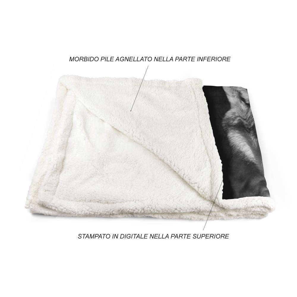 COUVERTURE À CARREAUX EN PILE SHERPA fantaisie HD WOLF blanc