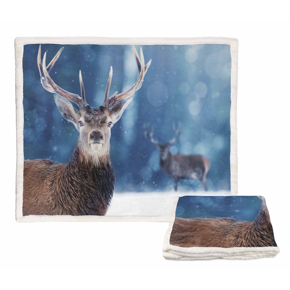 COUVERTURE À CARREAUX EN PILE SHERPA fantaisie HD DEER