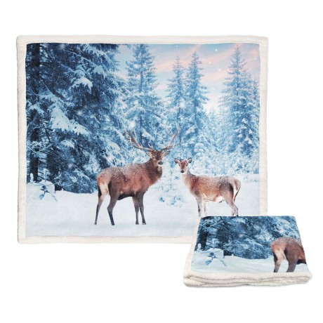 COUVERTURE PLAID EN PILE SHERPA fantaisie HD paire de CERF