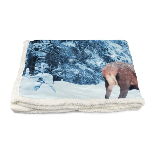 PLAID coperta IN PILE SHERPA fantasy HD coppia di CERVI