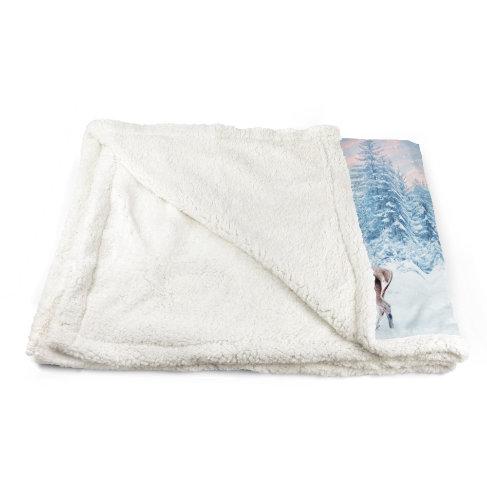 PLAID coperta IN PILE SHERPA fantasy HD coppia di CERVI